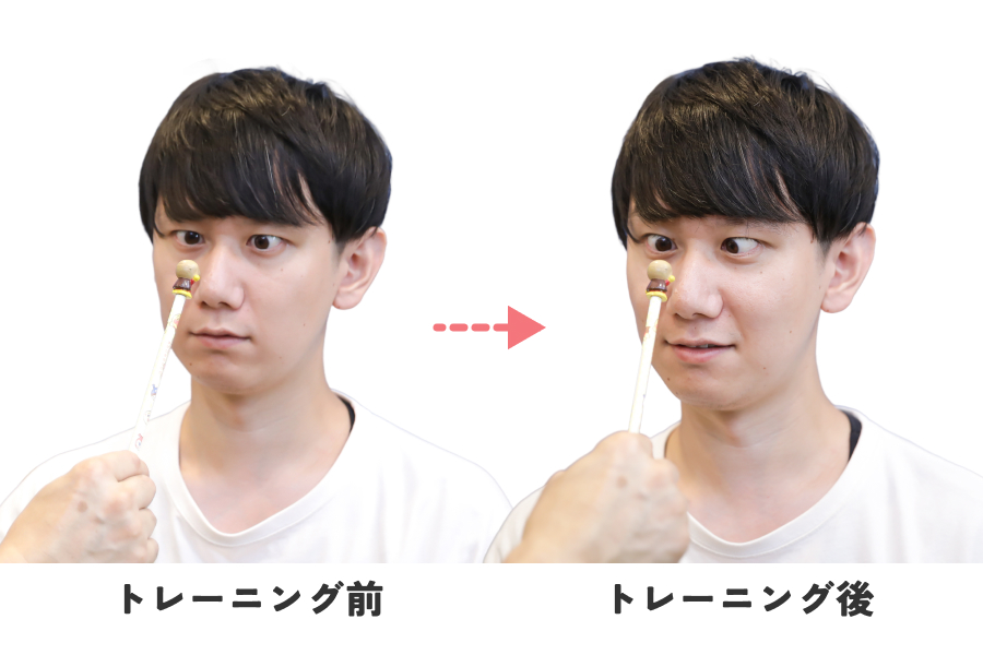 ちなみに、筆者が実際にトレーニングを行ったところ、左目の動きが劇的に改善されました。