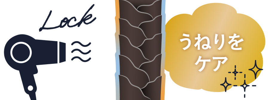 成分がドライヤーの熱に反応することでしなやかで扱いやすい髪に