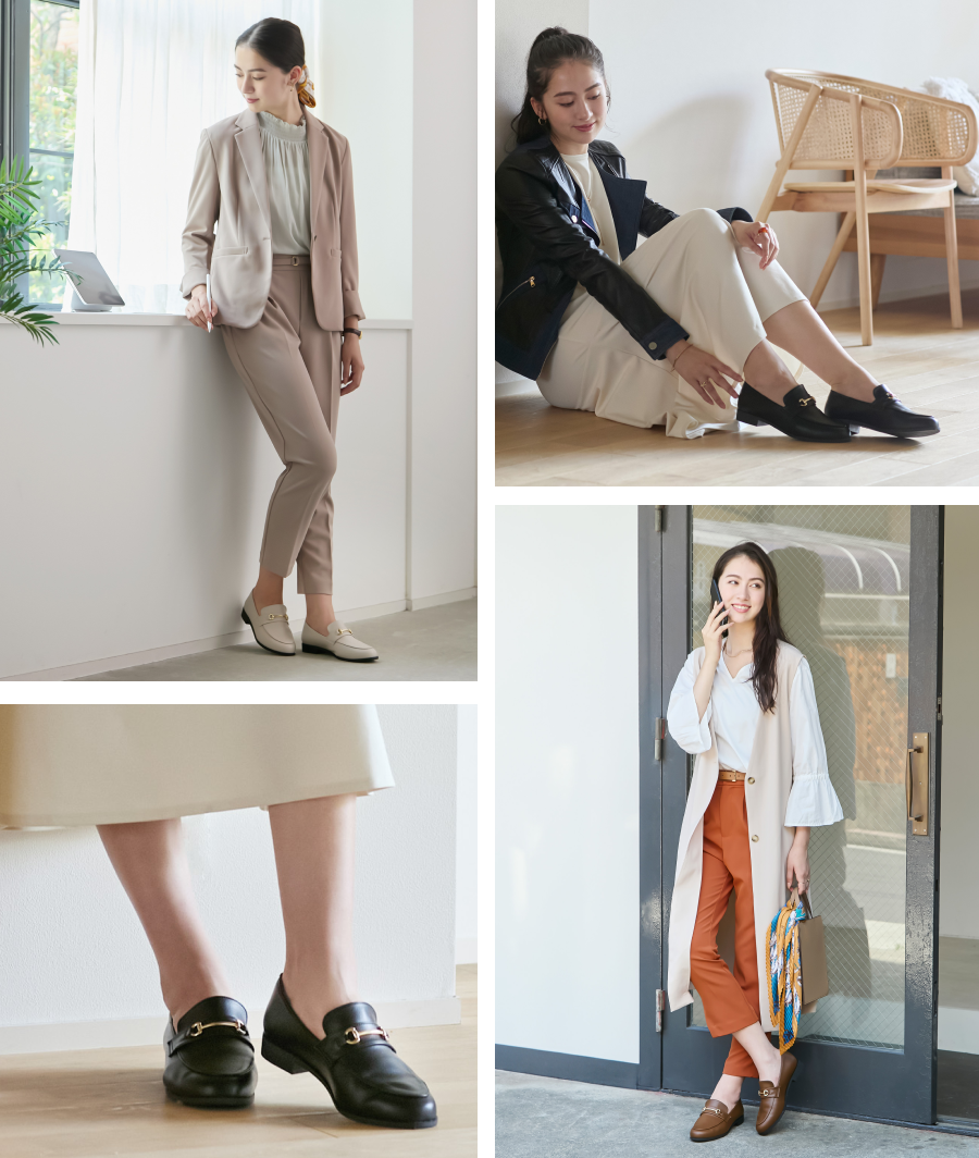 RAKUNAカラー整体ビットローファー着用モデル