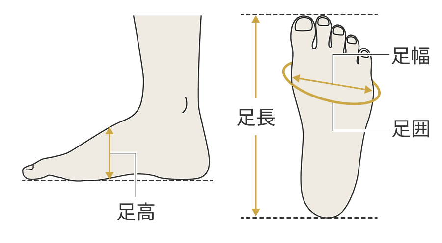 足高・足長・足幅・足囲