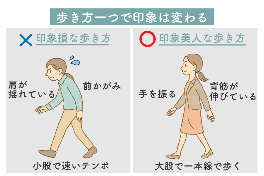 歩き方一つで印象はわ変わる
